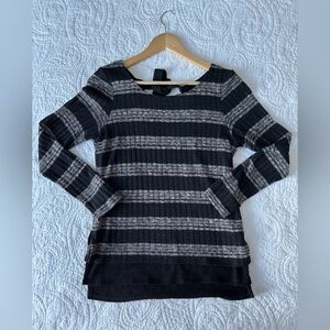 Striped Black and Gray Women's Sweater